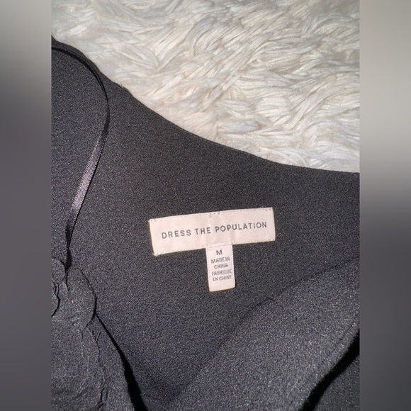 NWOT Dress the Population Black Aubrielle Rosette One Shoulder Maxi Gown sz M - Picture 5 of 9